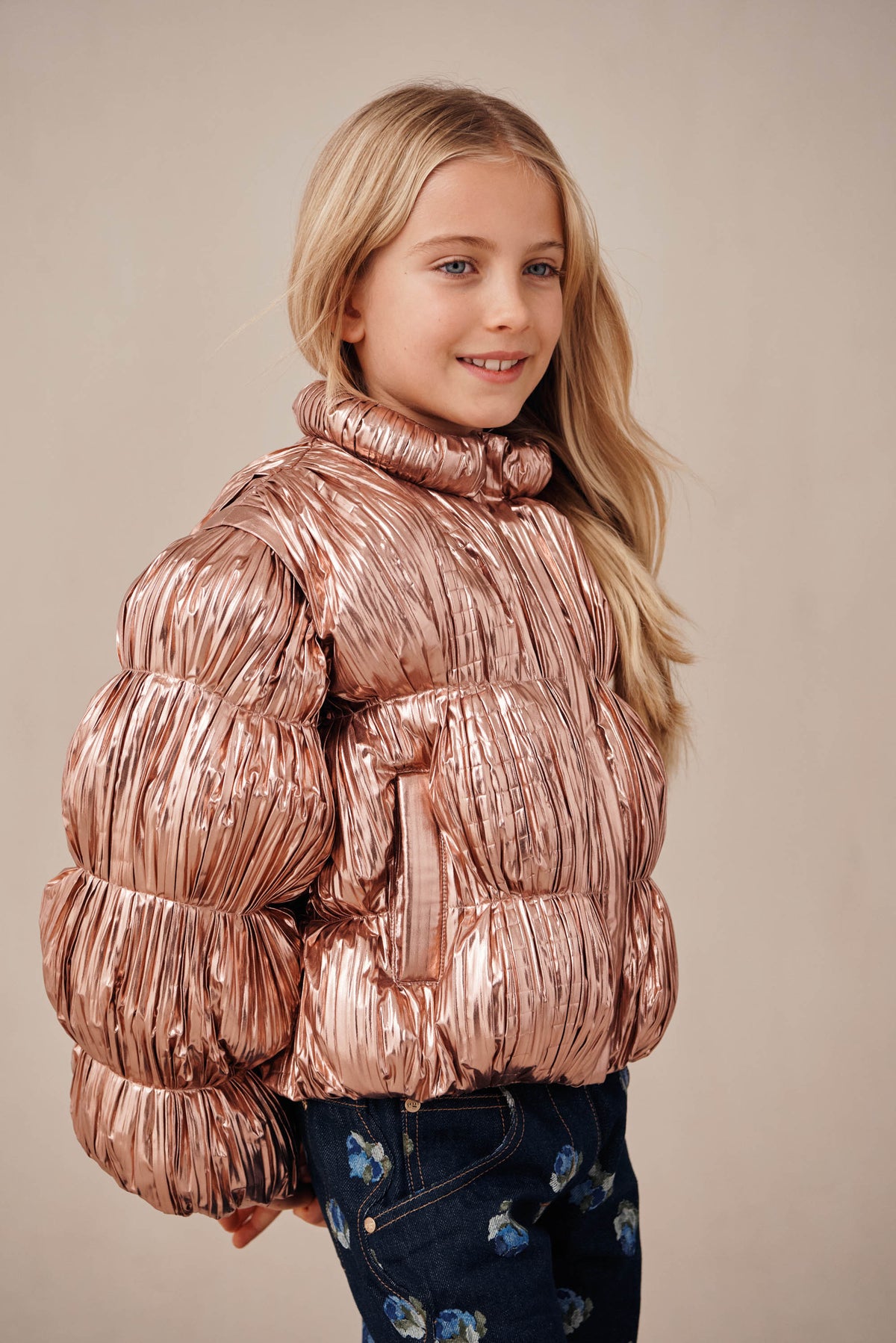 KIDS FRANNIE CONVERTIBLE JACKET - PETAL METALLIC