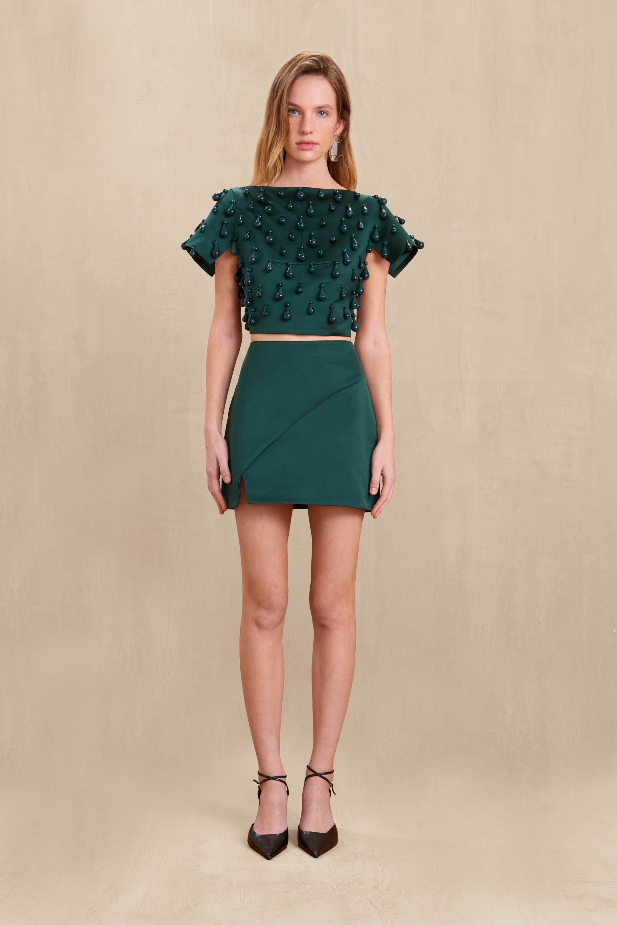 DELINA TOP - FOREST GREEN