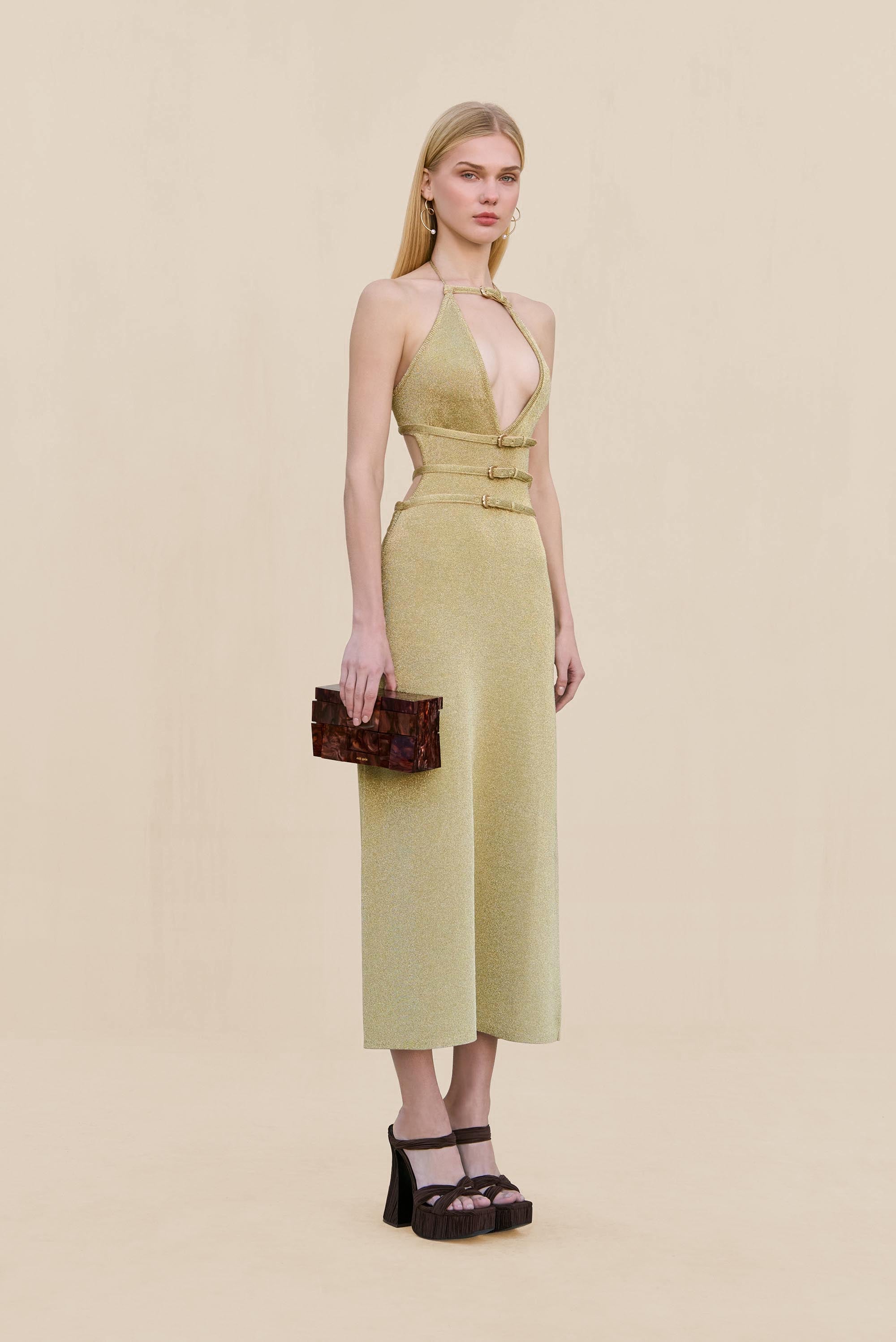 EVALEIGH KNIT DRESS - GOLD