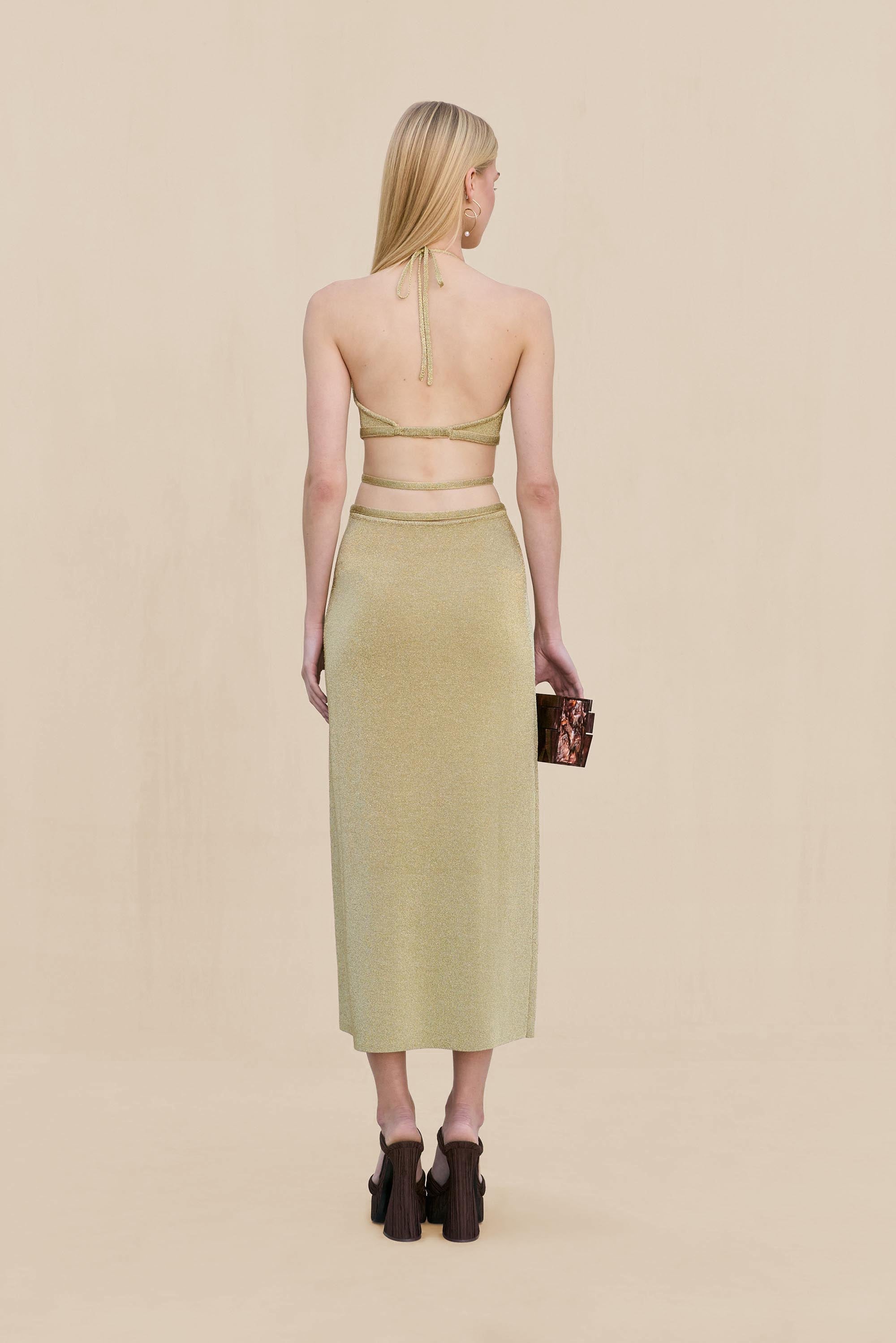 EVALEIGH KNIT DRESS - GOLD
