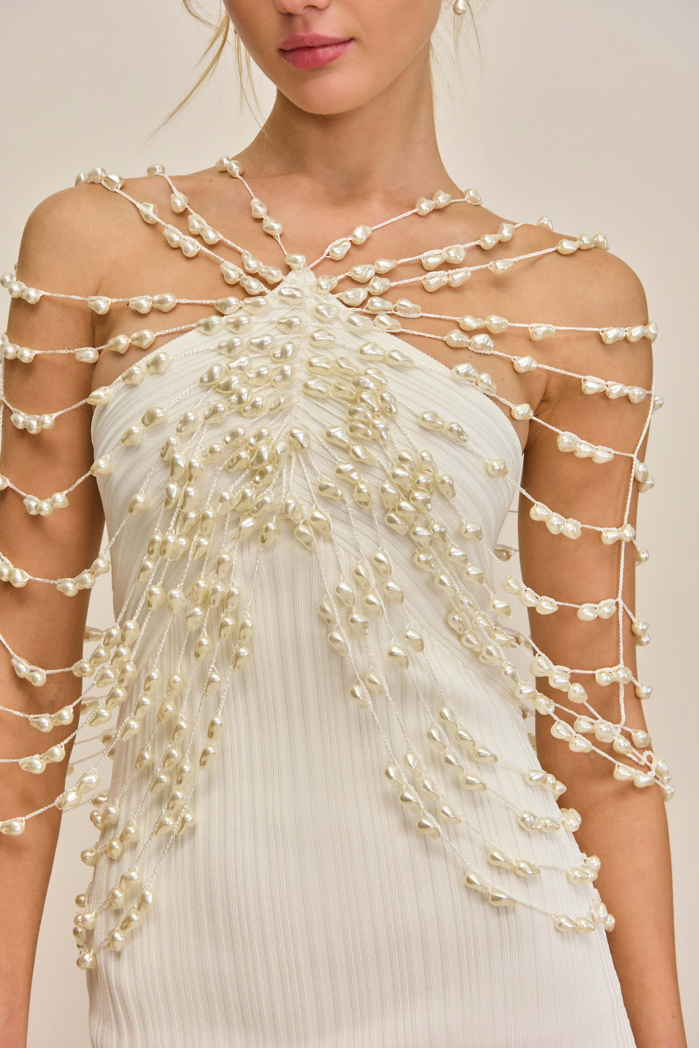OLIVIANA KNIT DRESS - OFF WHITE