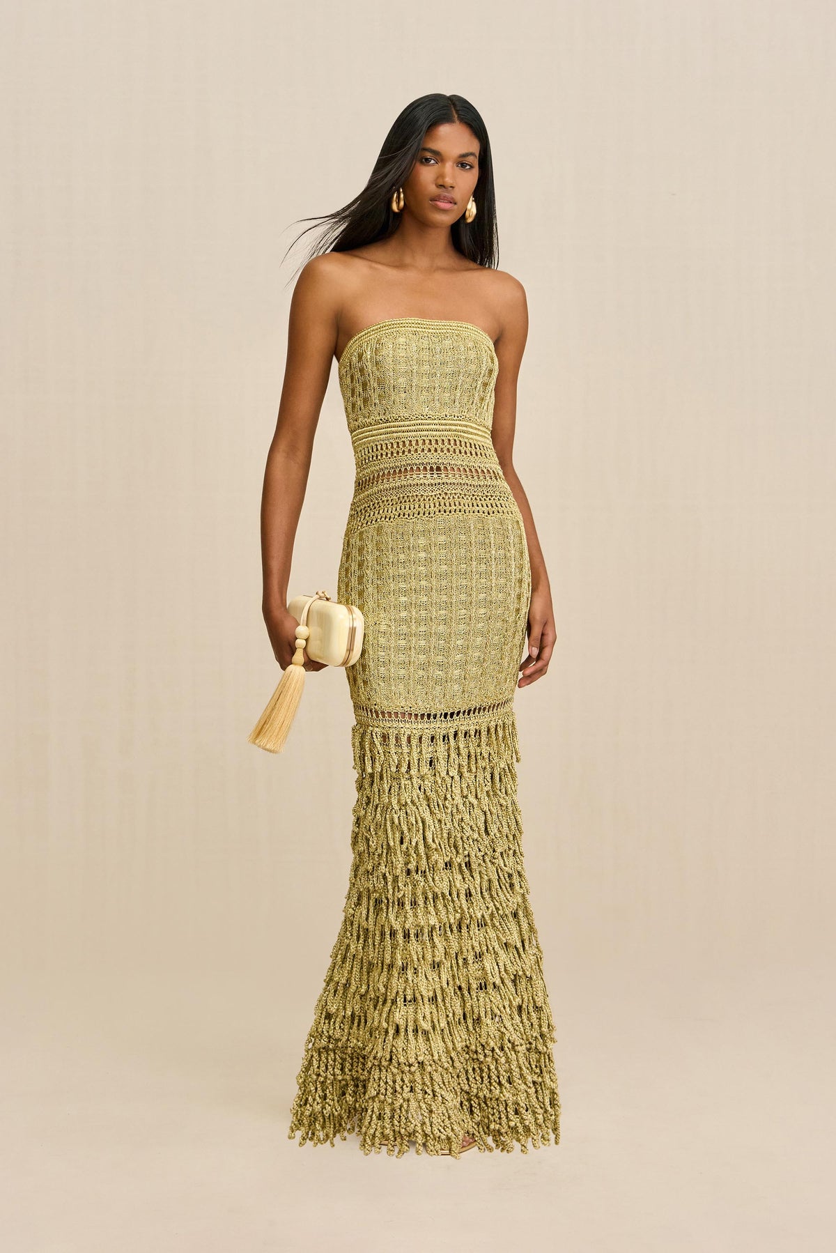 MORGAN CROCHET GOWN - GOLD