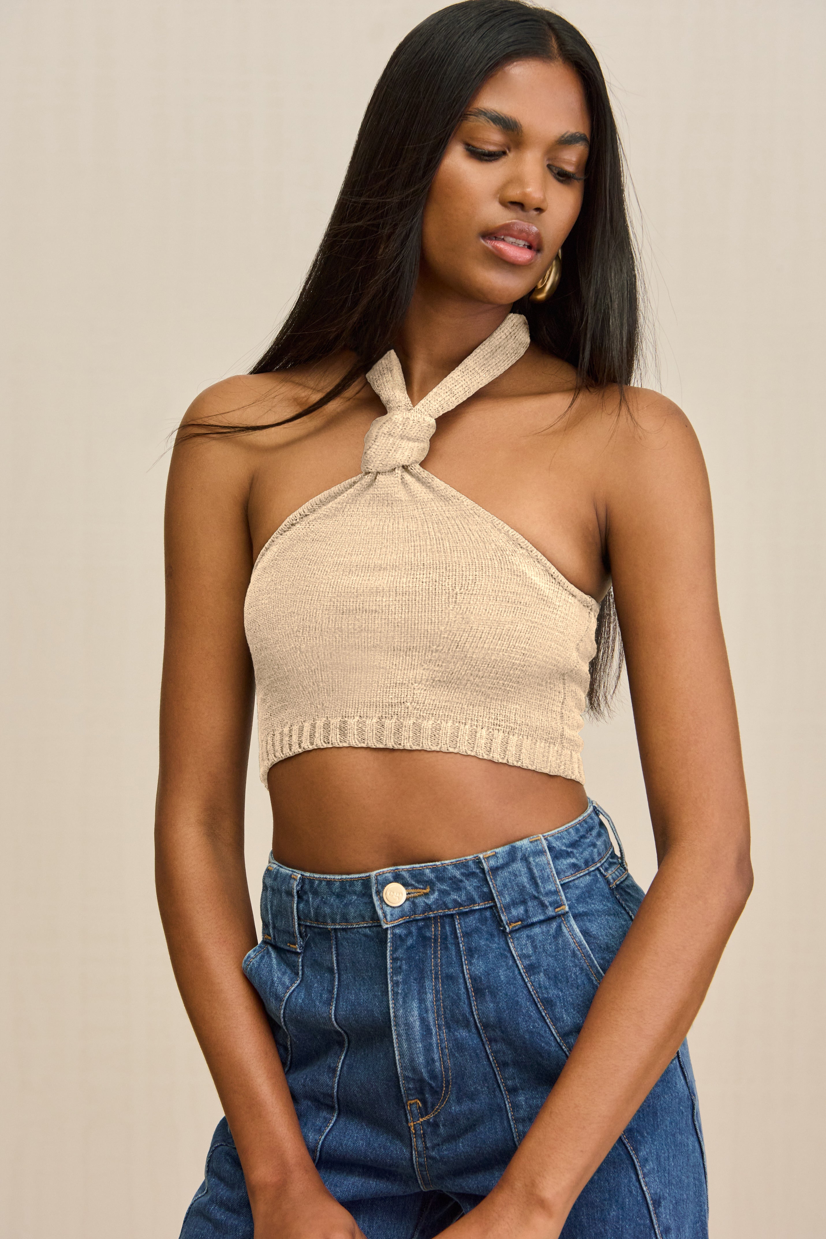SORINE KNIT TOP - BEACH