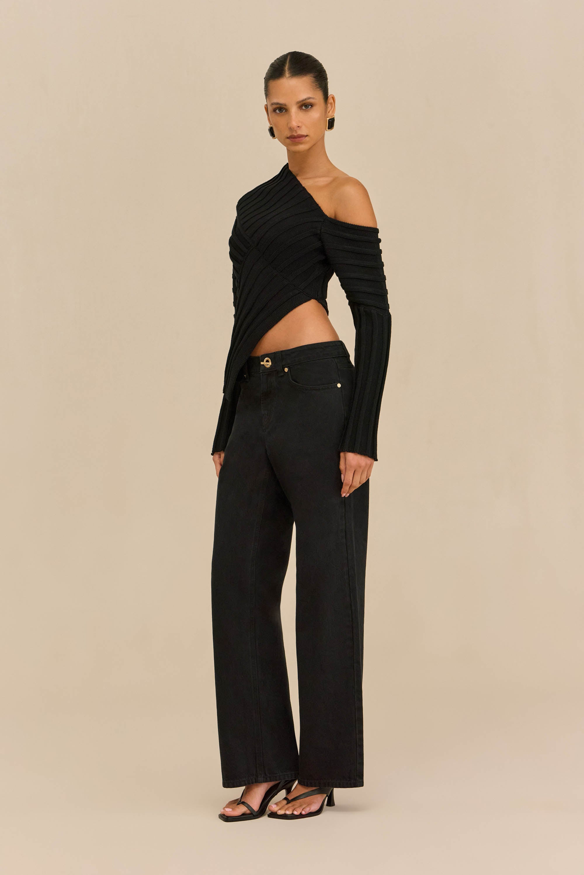 JAIDAN KNIT TOP - BLACK