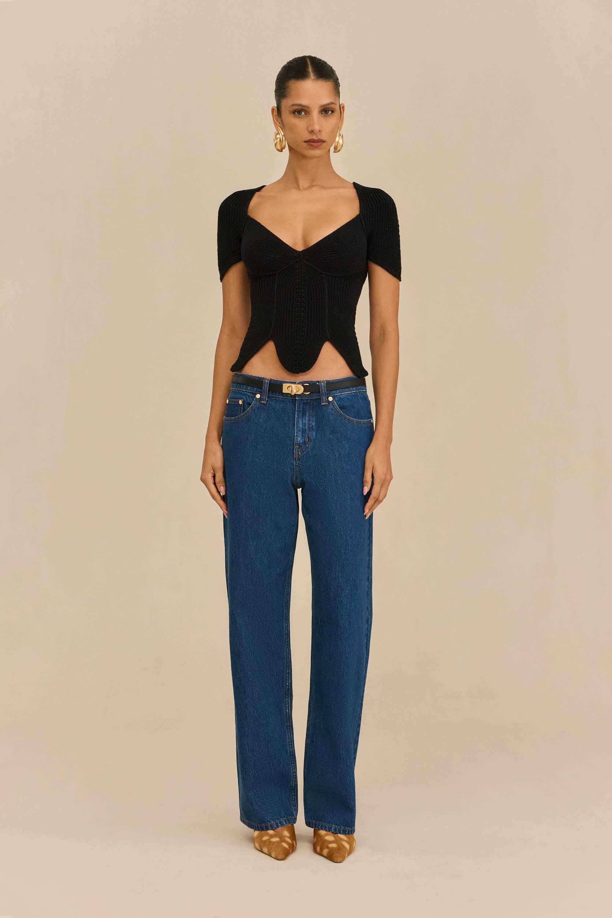 ELIZA KNIT TOP - BLACK