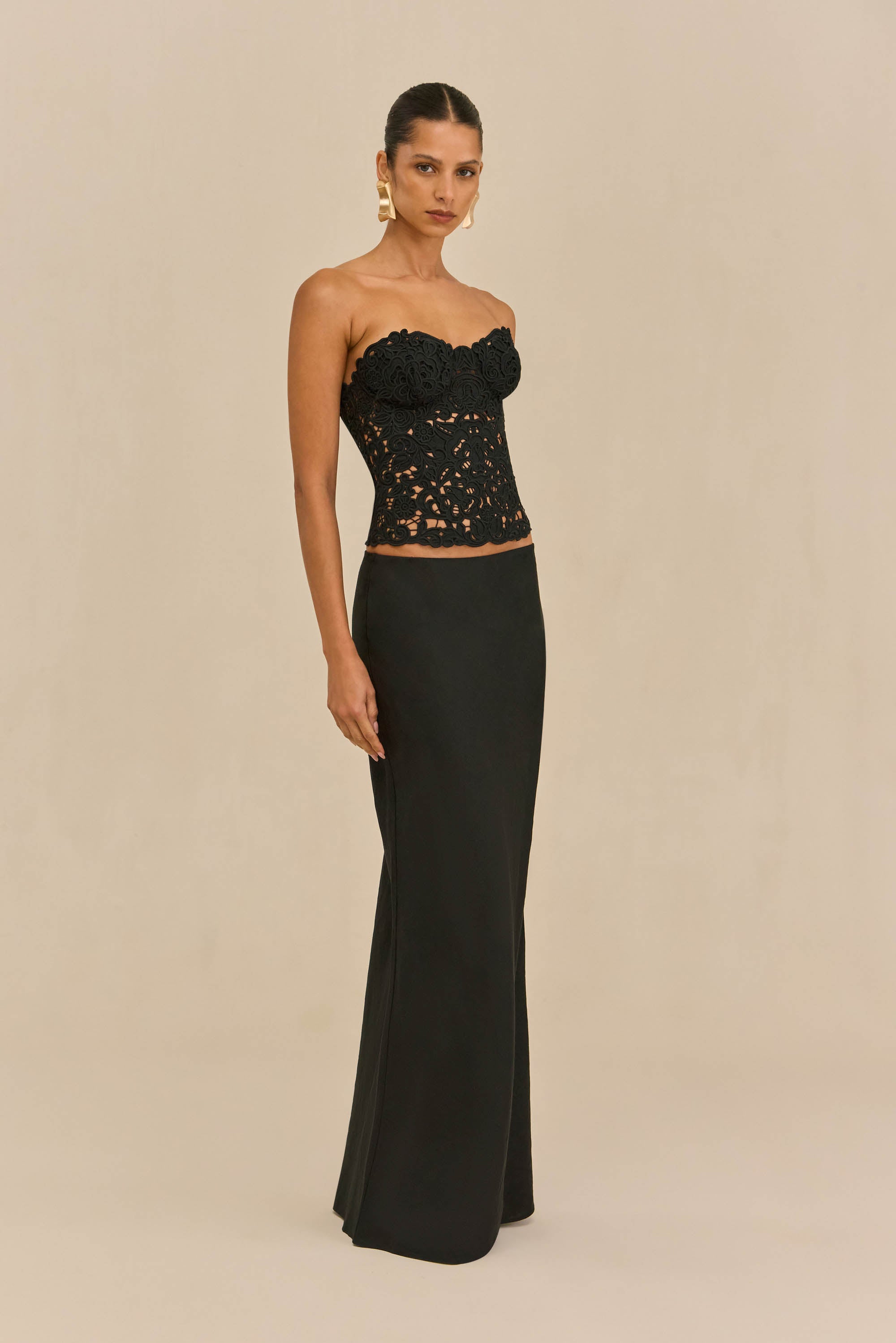 CHANTEL SKIRT - BLACK LINEN