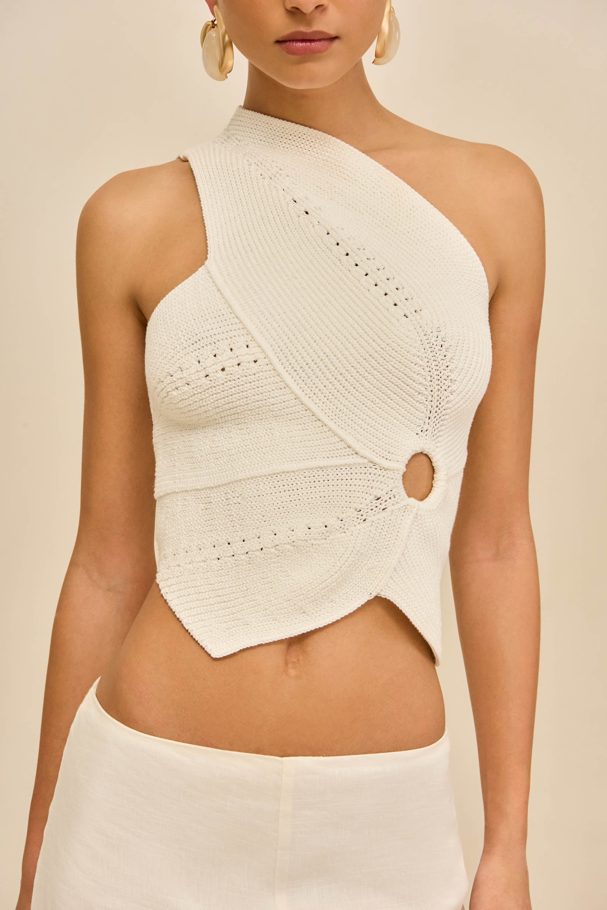 DENEUVE KNIT TOP - OFF WHITE