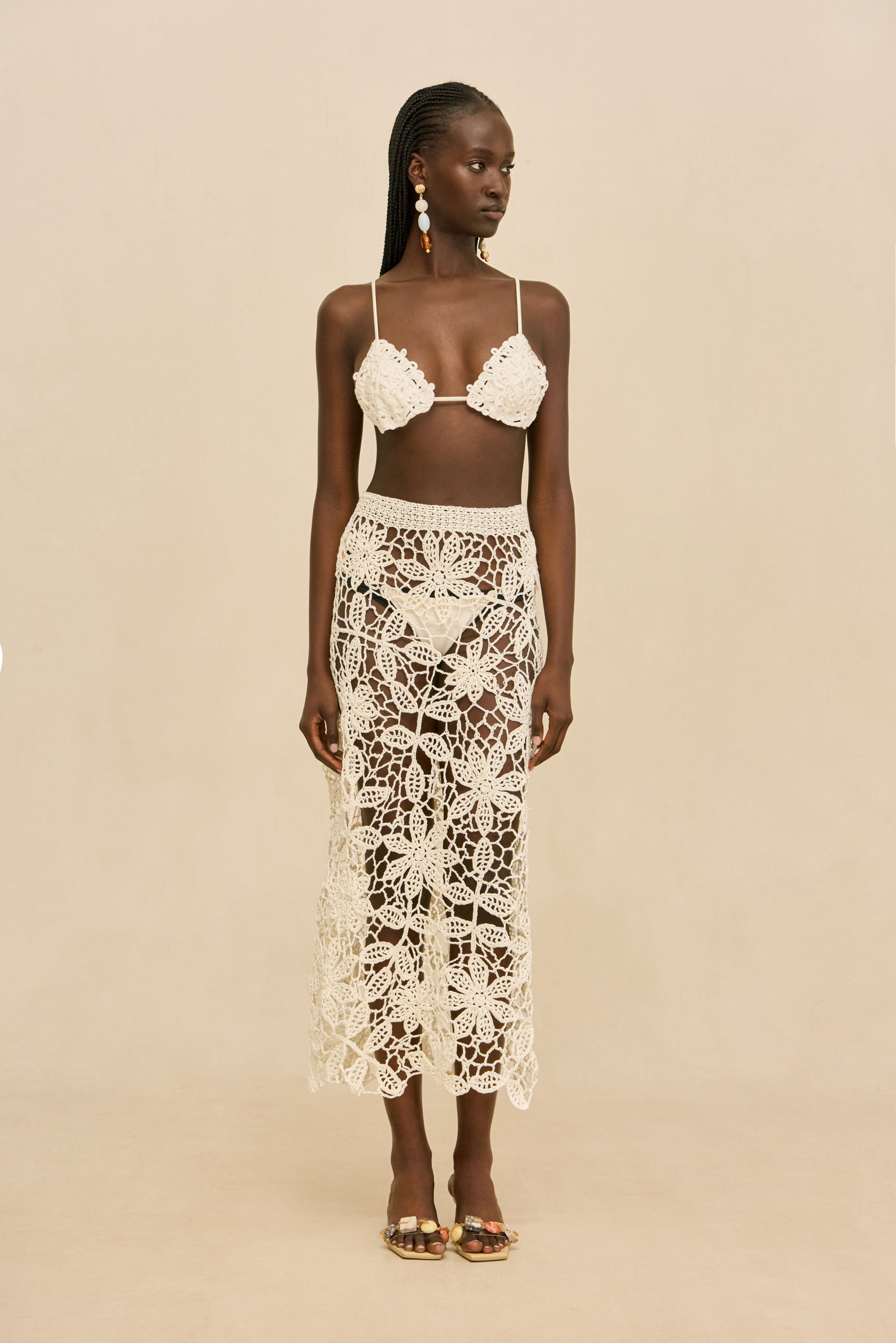 AMINA CROCHET SKIRT - WHITE