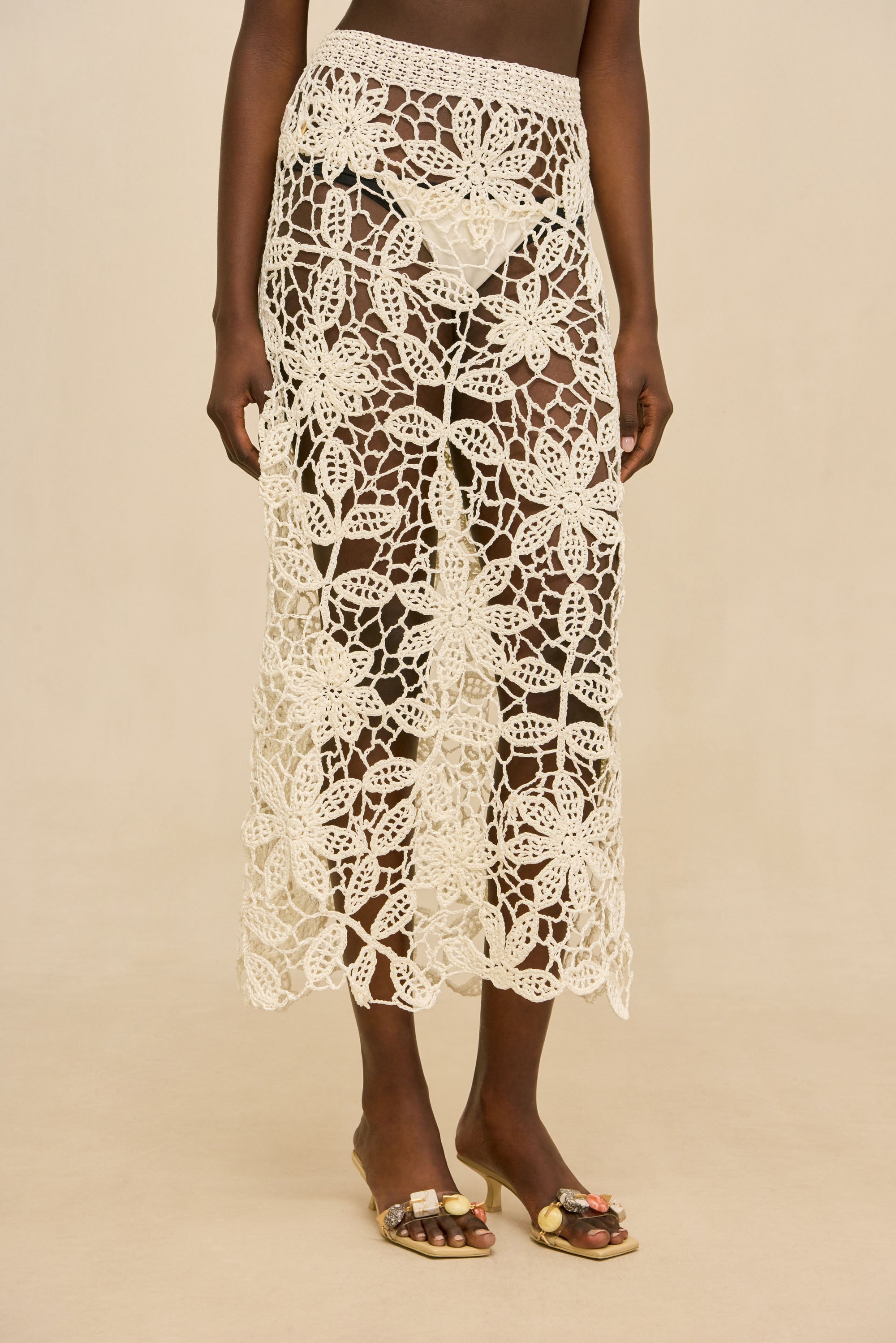 AMINA CROCHET SKIRT - WHITE