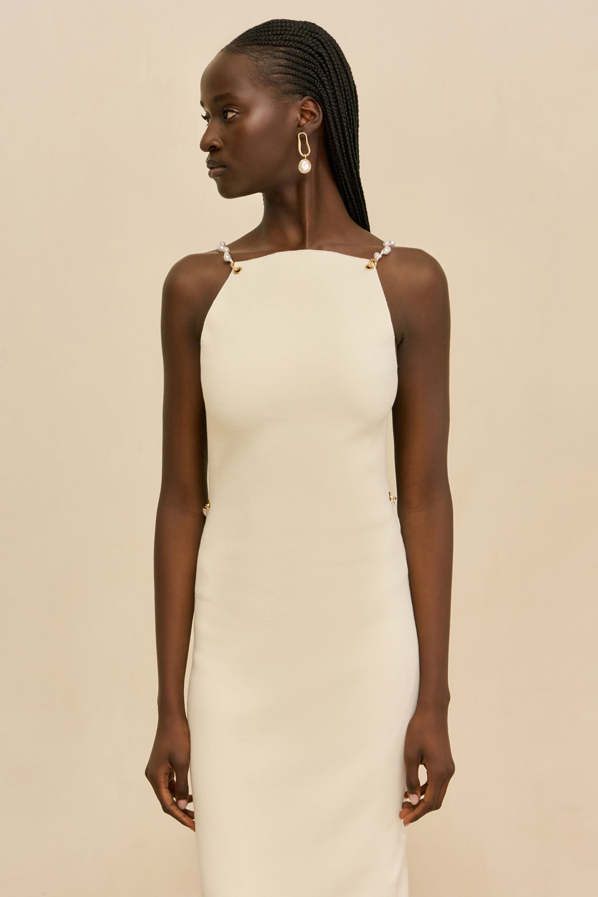 CASSI KNIT DRESS - OFF WHITE