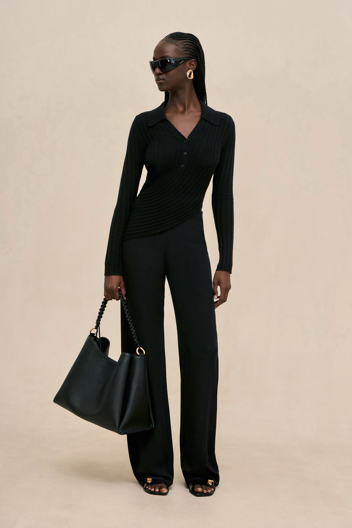MATTEA KNIT TOP - BLACK