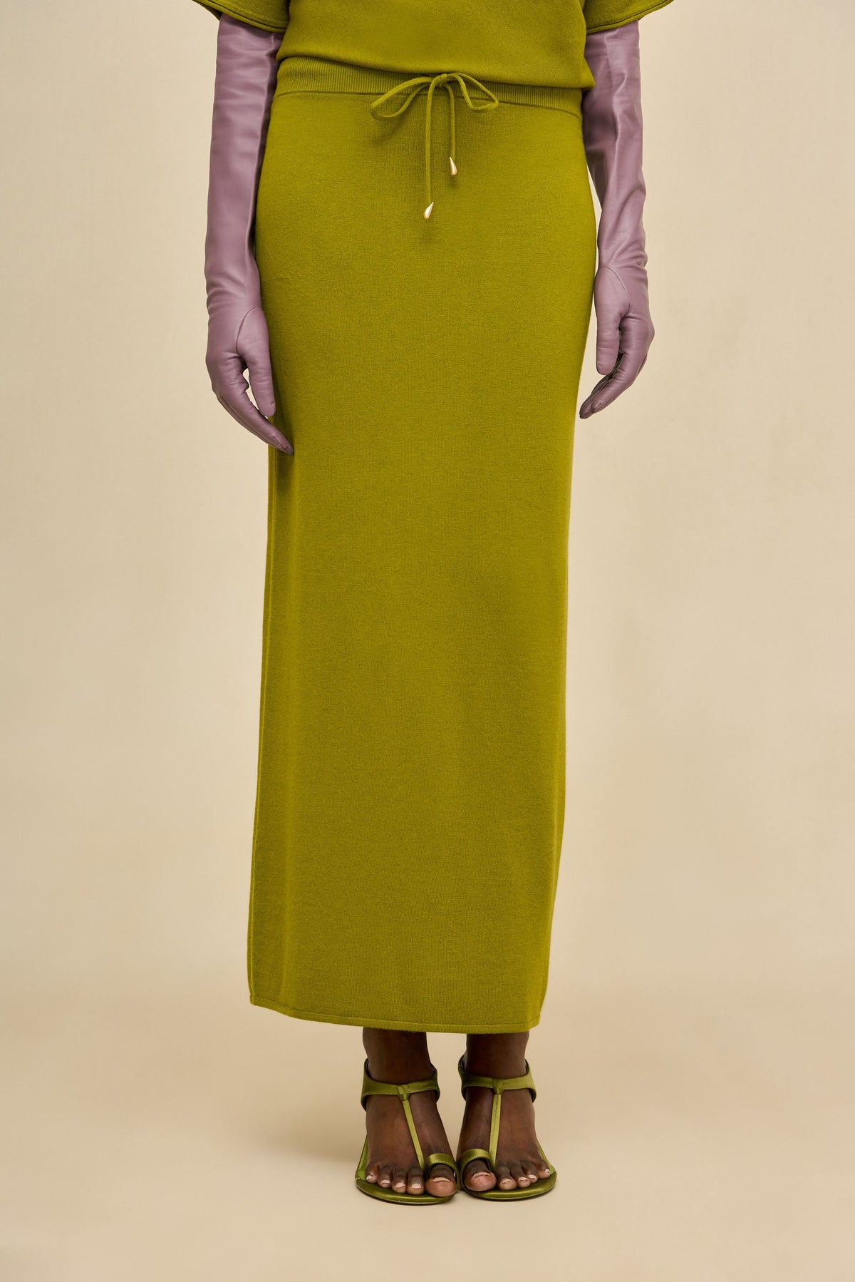 NADINE KNIT SKIRT - CHIVE