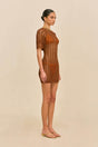 RURU KNIT COVERUP DRESS - SADDLE