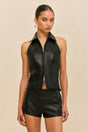 DENNY SHORT - BLACK LEATHER