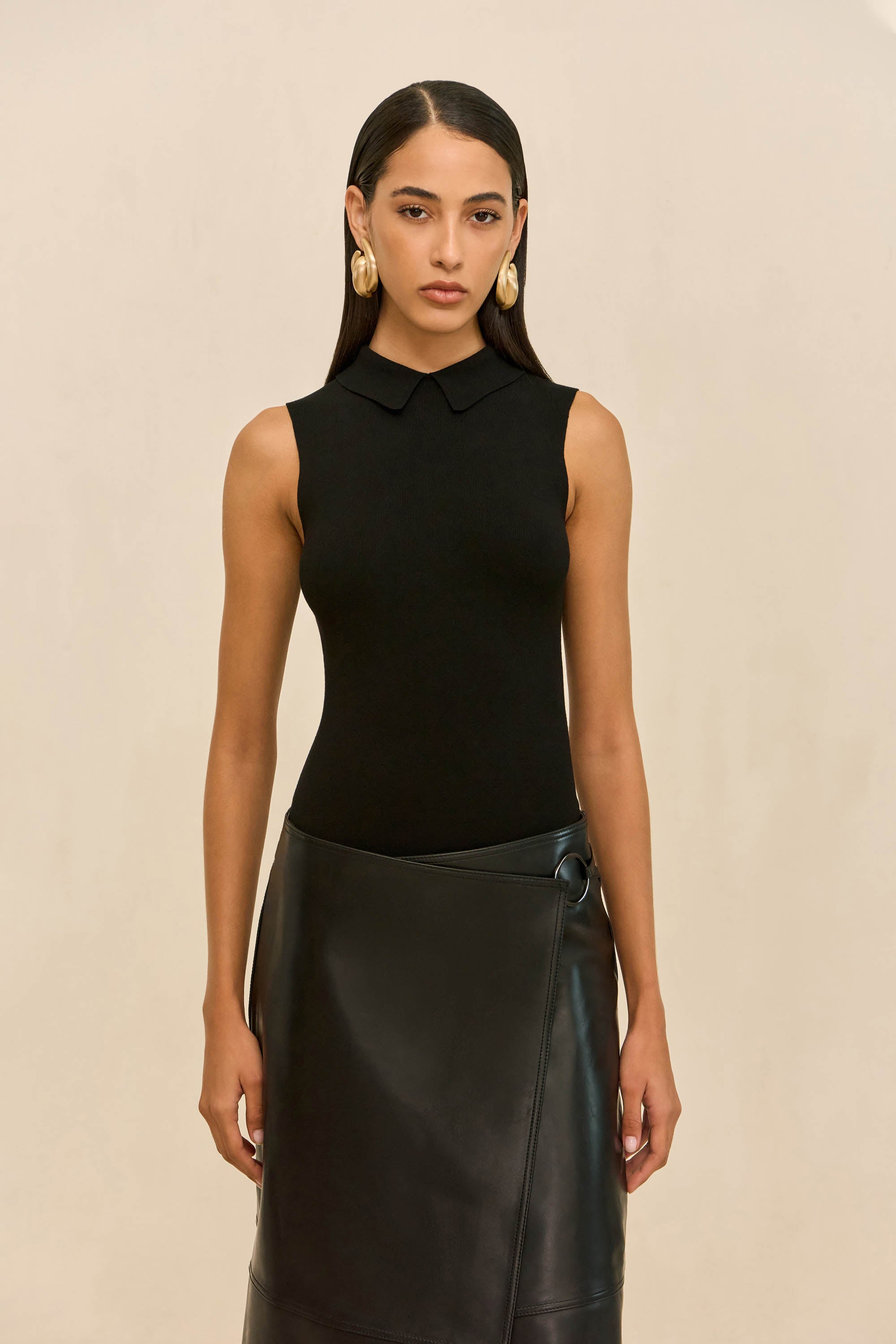 MYKO KNIT BODYSUIT - BLACK