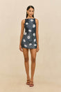 MADISON DRESS - LARGE DOT DEEP LAKE