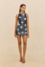 MADISON DRESS - LARGE DOT DEEP LAKE