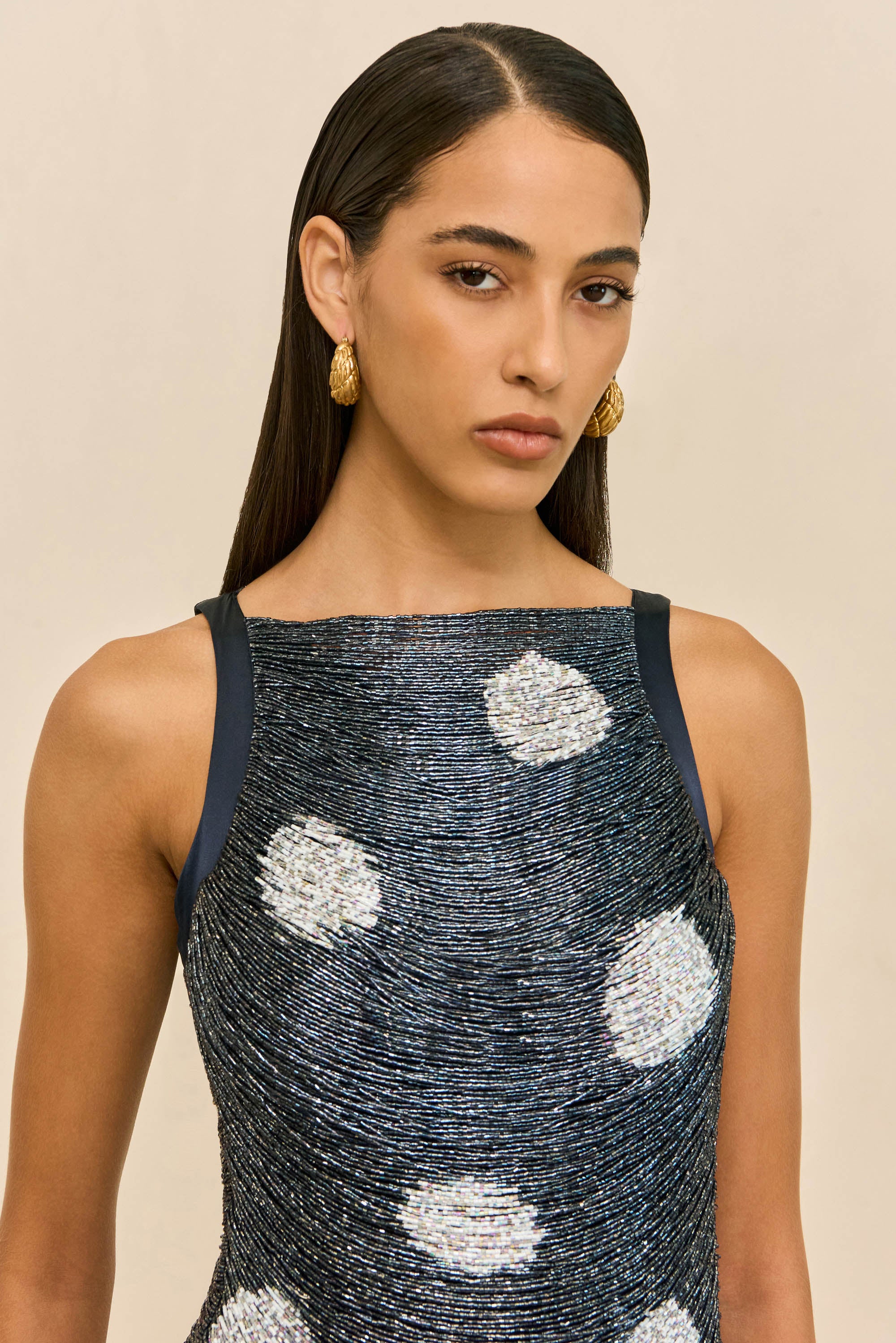 MADISON DRESS - LARGE DOT DEEP LAKE