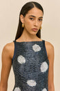 MADISON DRESS - LARGE DOT DEEP LAKE