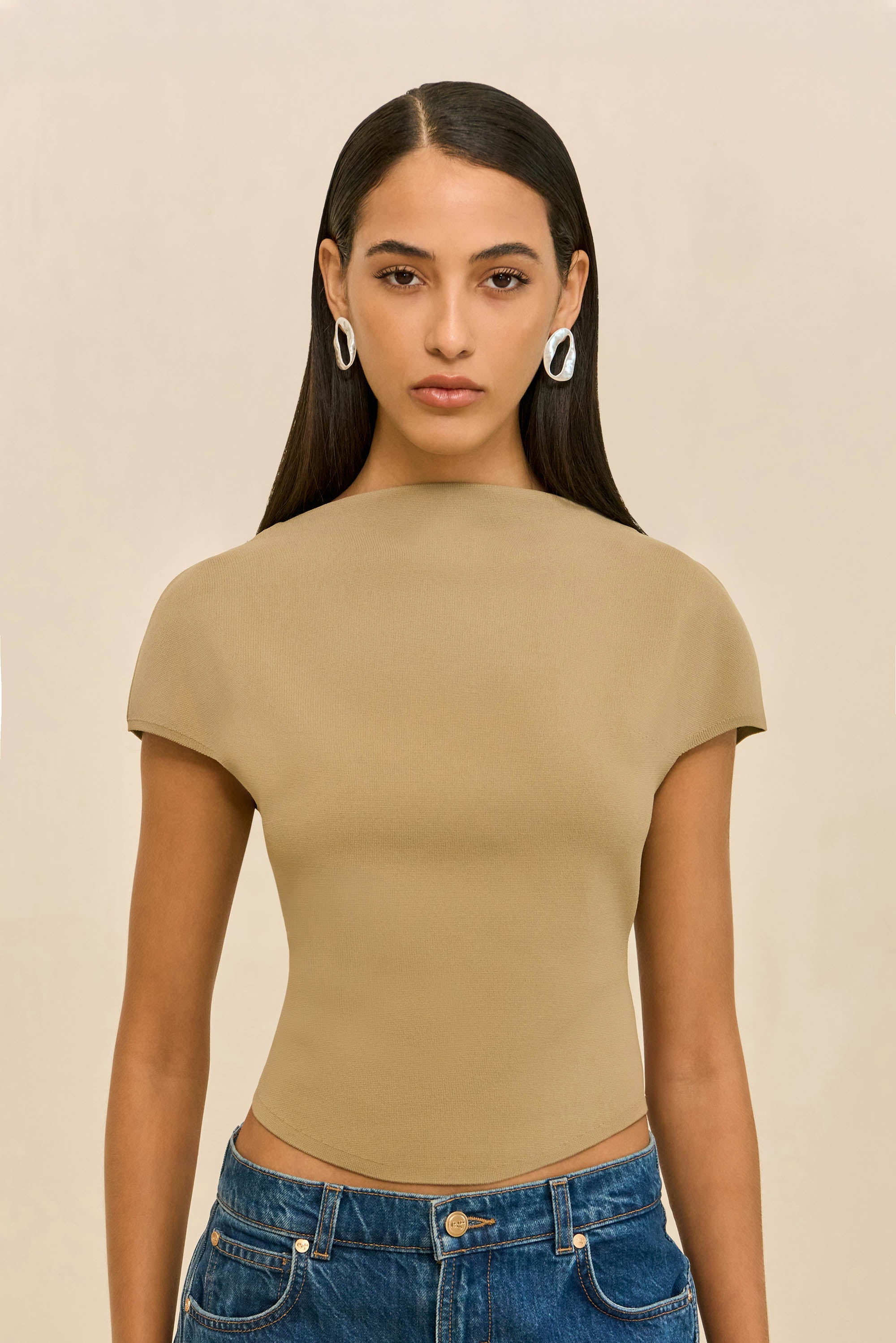 VIRGINIANA KNIT TOP - NUTMEG