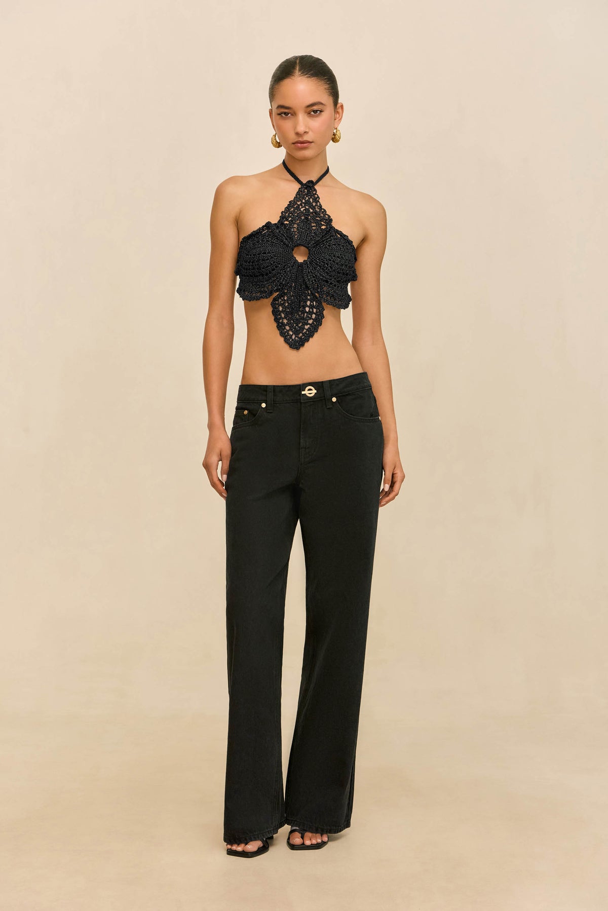 DARLENA CROCHET TOP - BLACK
