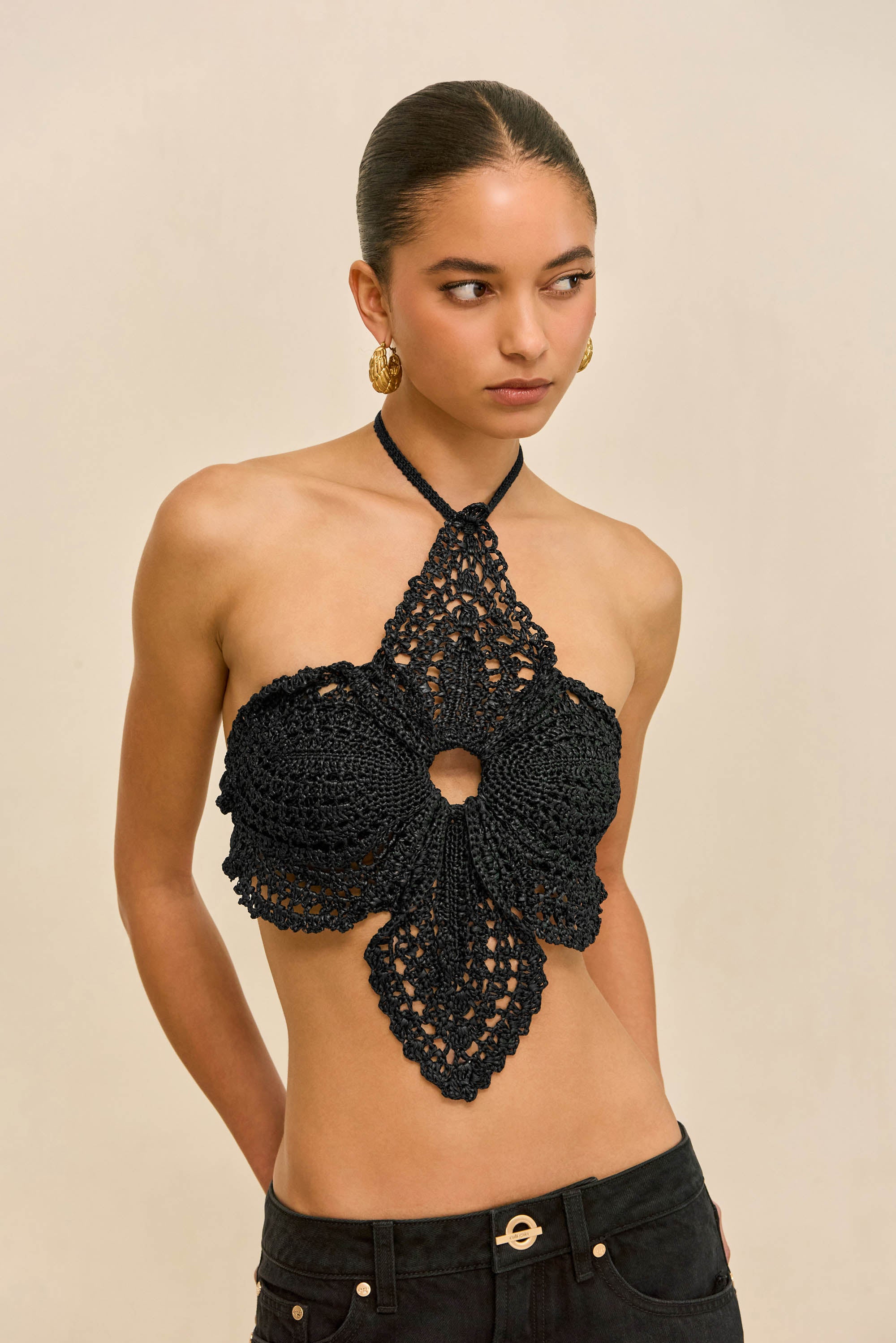 DARLENA CROCHET TOP - BLACK