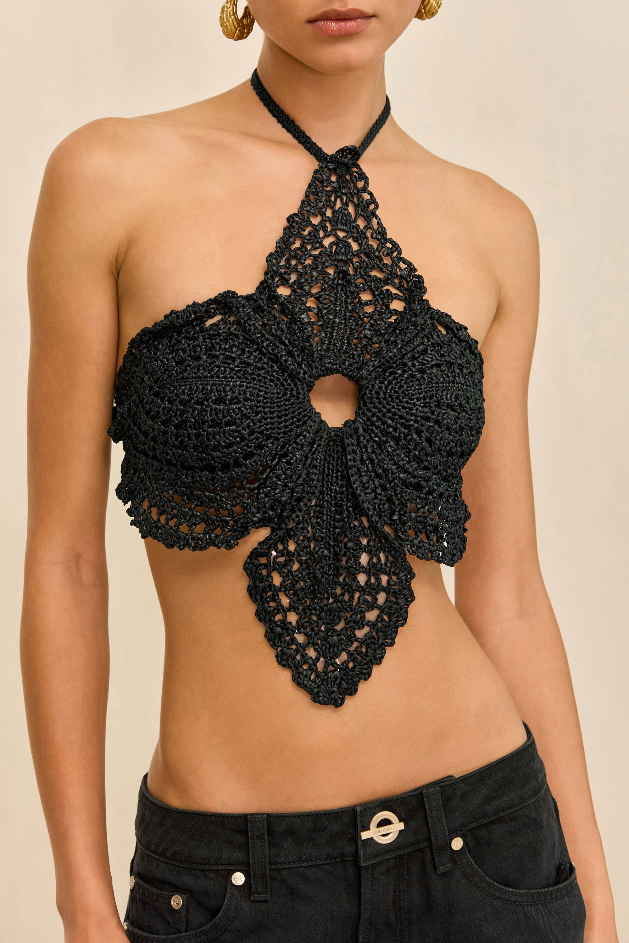 DARLENA CROCHET TOP - BLACK