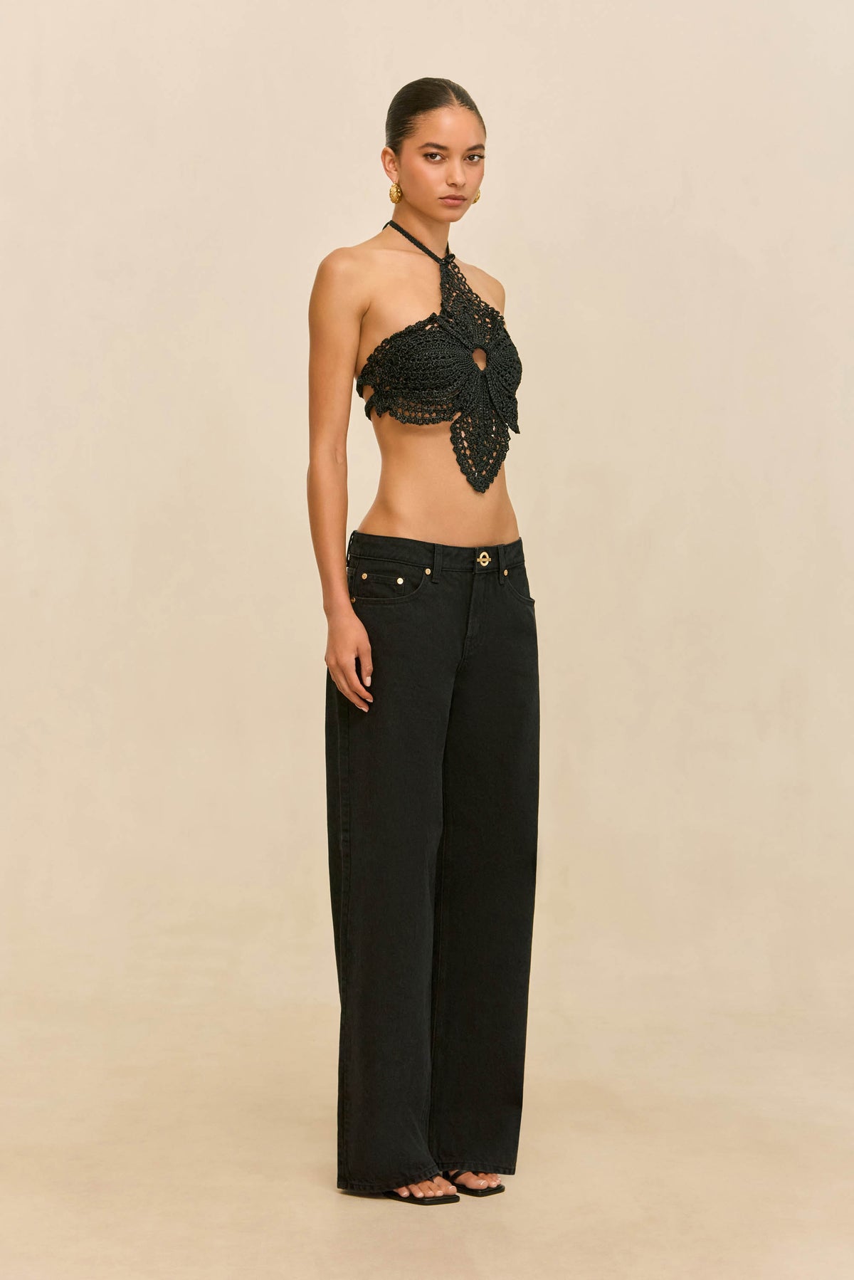 DARLENA CROCHET TOP - BLACK