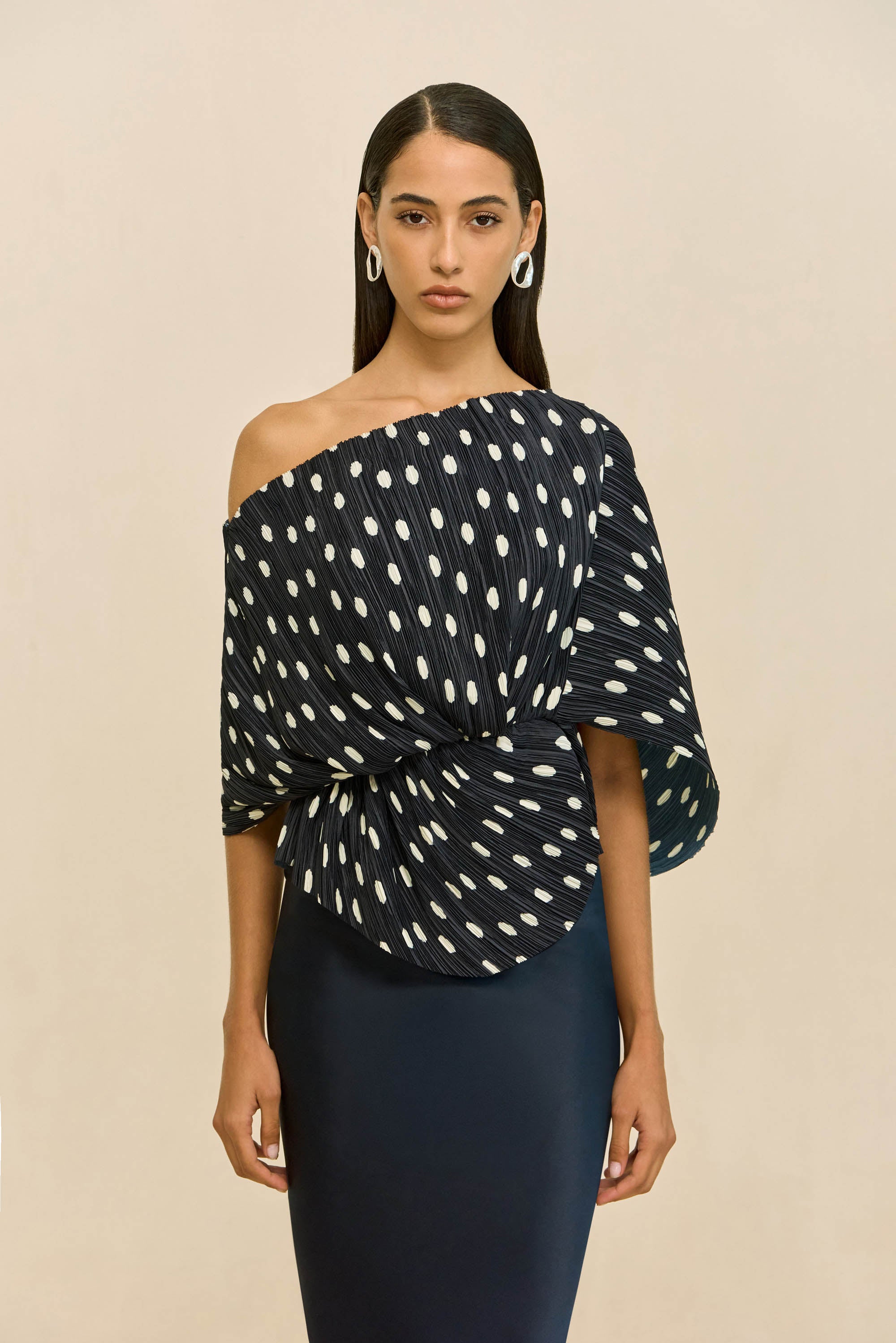 CAMI TOP - SMALL DOT DEEP LAKE