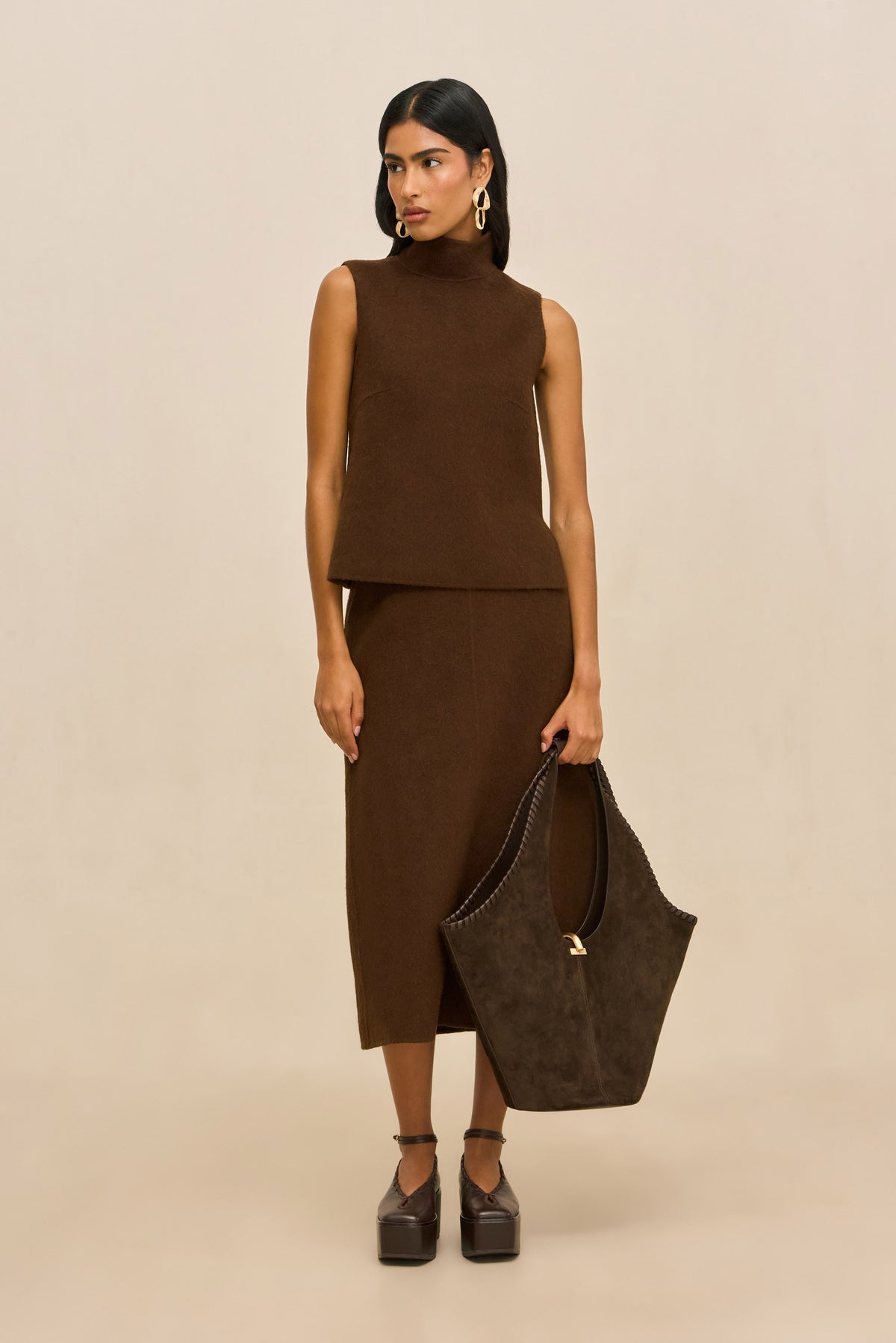 LAZULI SKIRT - DARK BROWN