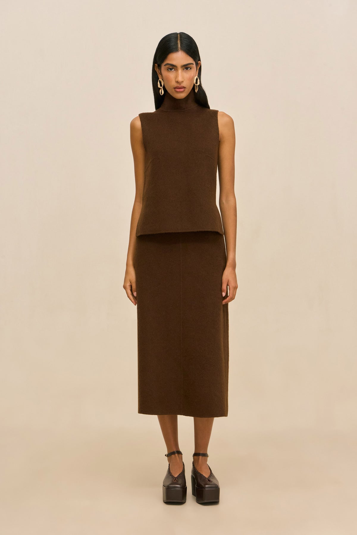 LAZULI SKIRT - DARK BROWN