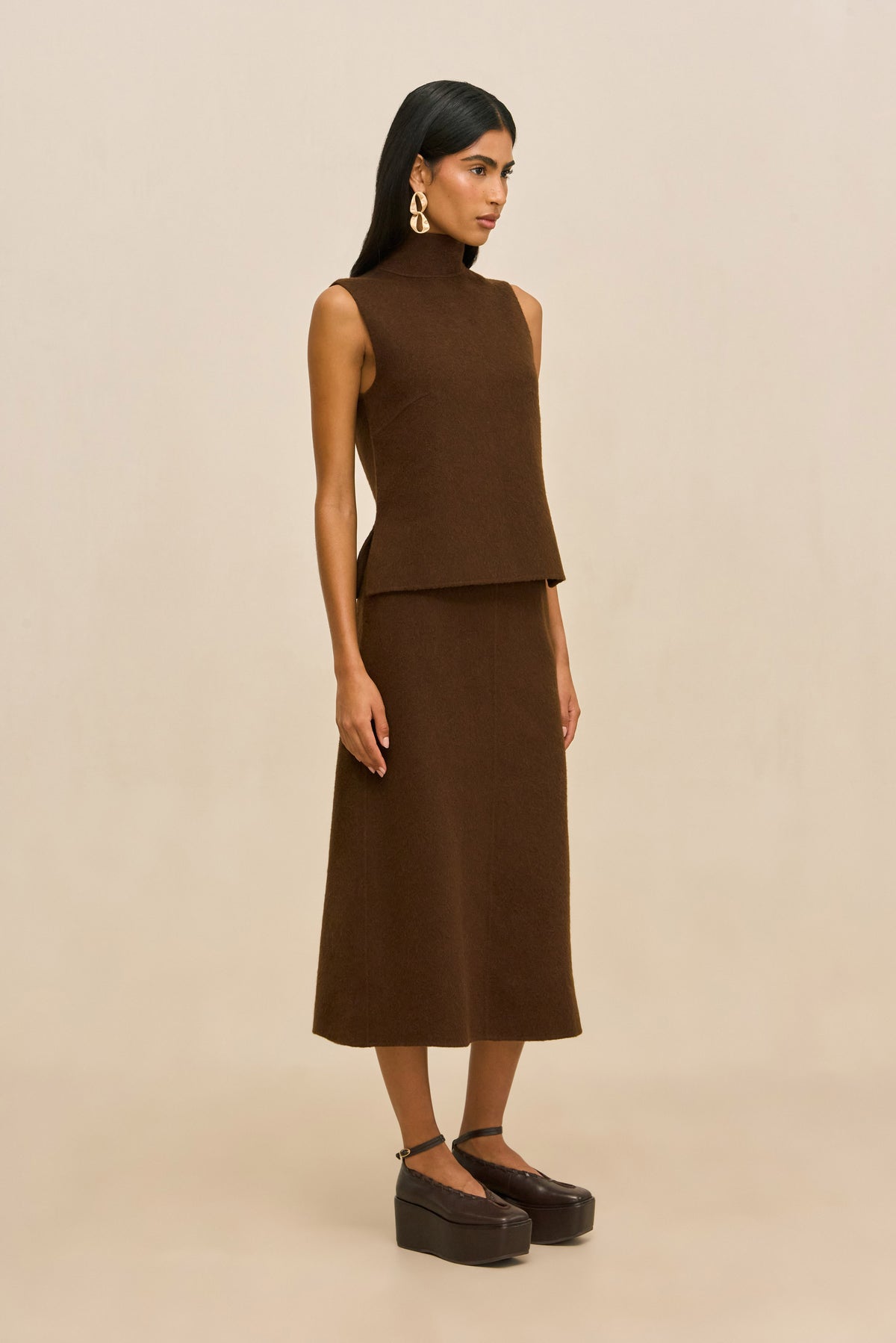 LAZULI SKIRT - DARK BROWN