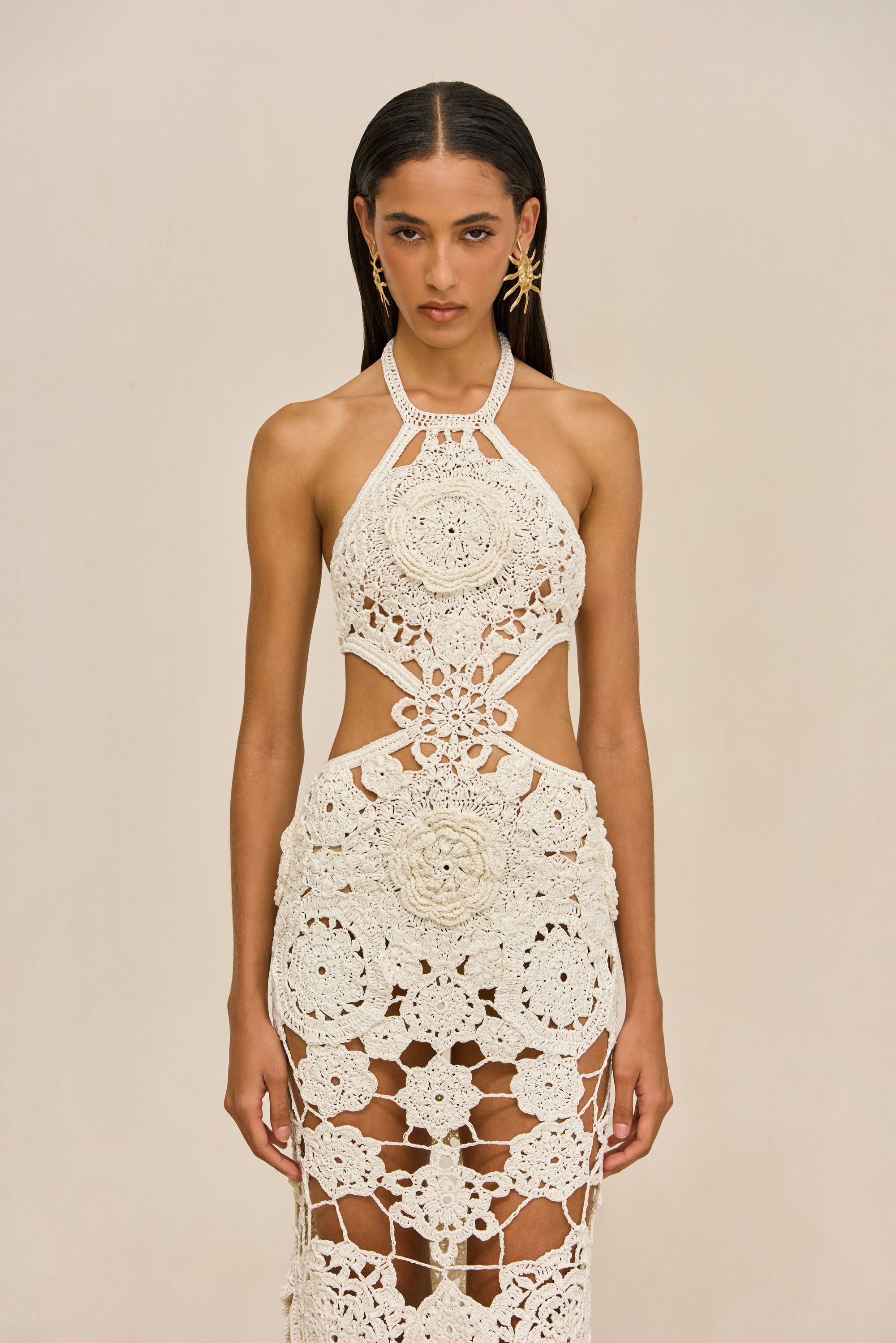ACCALIA CROCHET GOWN - OFF WHITE