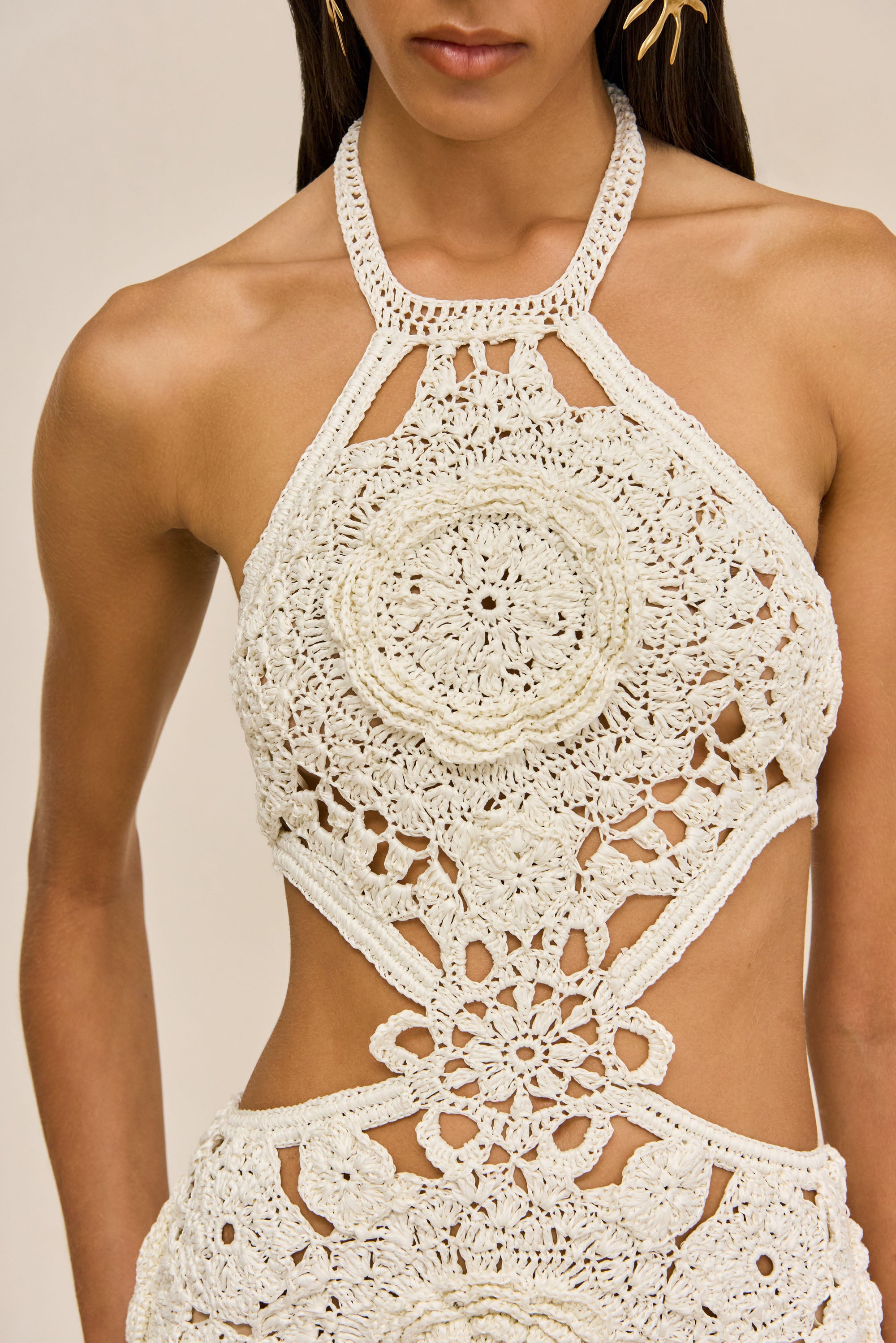 ACCALIA CROCHET GOWN - OFF WHITE
