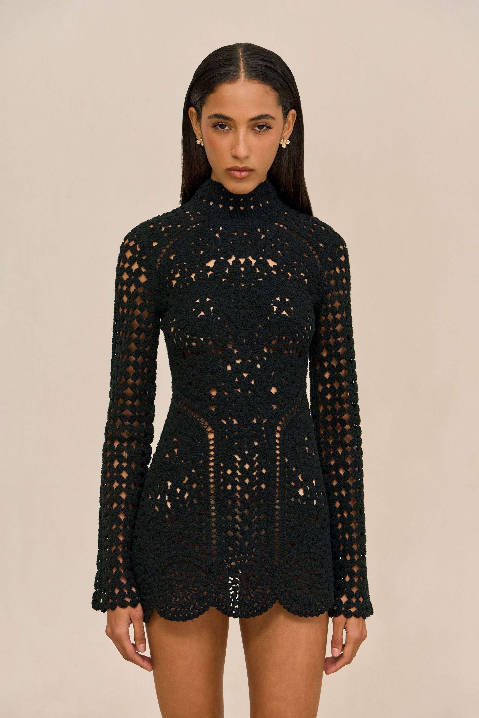 JEMMA CROCHET DRESS - BLACK
