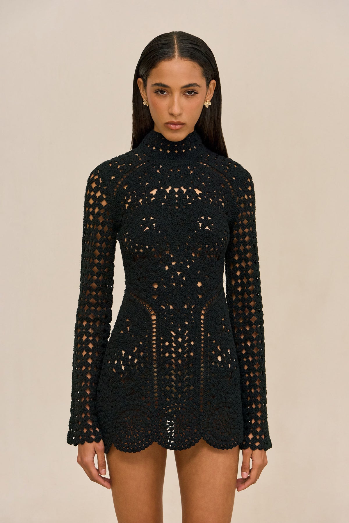 JEMMA CROCHET DRESS - BLACK