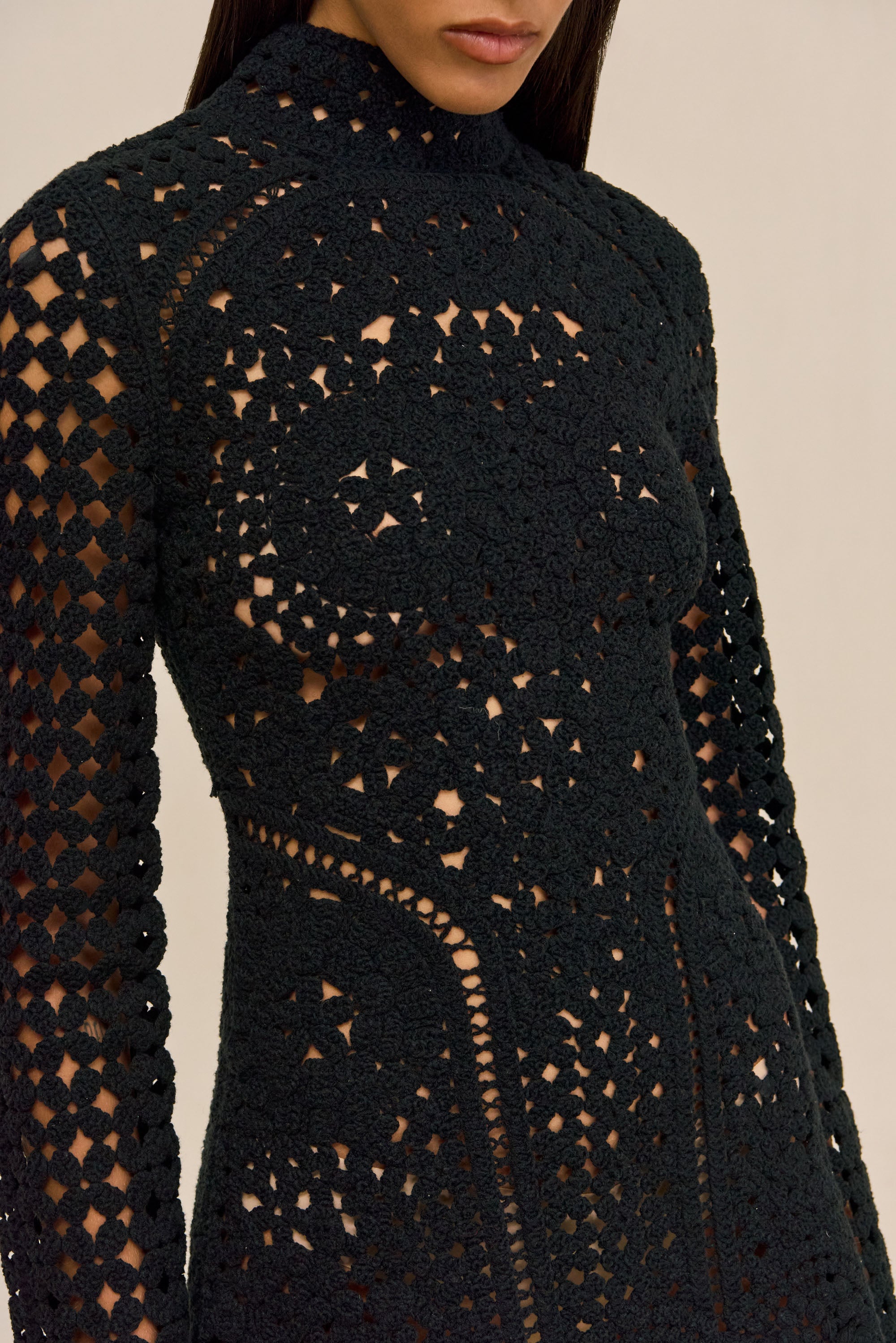 JEMMA CROCHET DRESS - BLACK