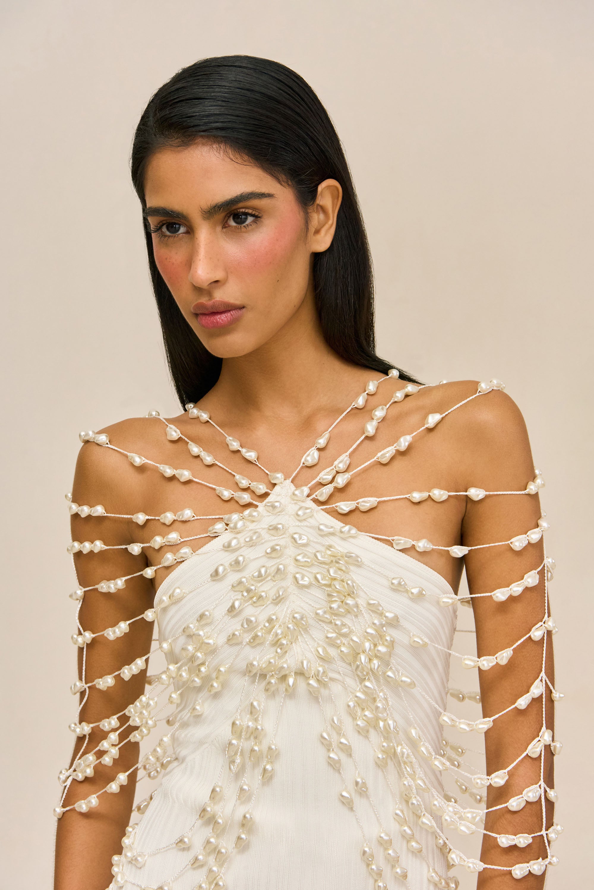 OLIVIANA KNIT DRESS - OFF WHITE