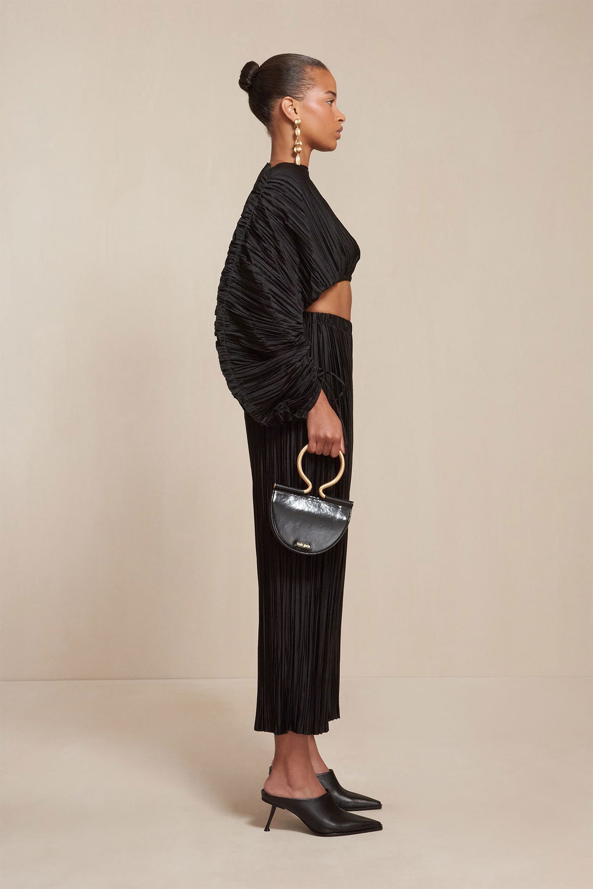 STACIE PANT - BLACK PLISSE