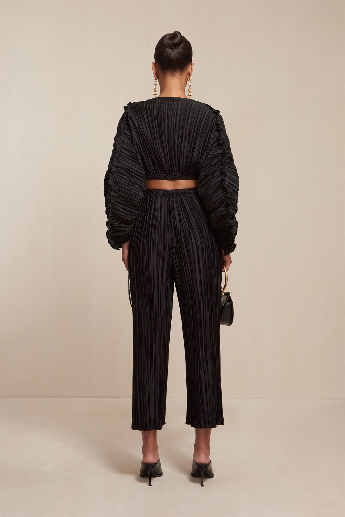 STACIE PANT - BLACK PLISSE