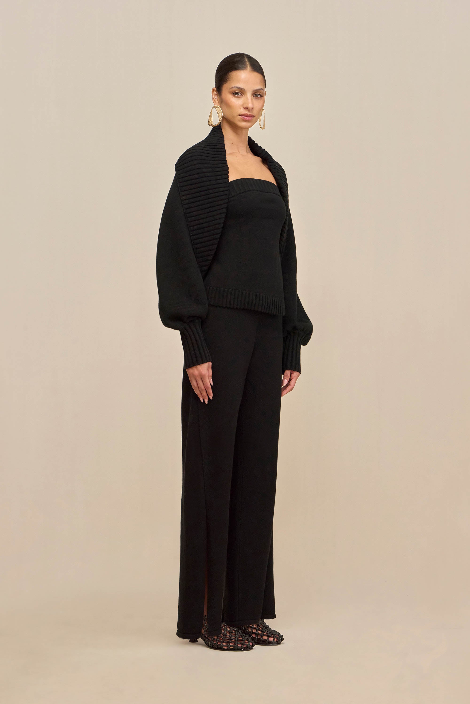 COREY KNIT CARDIGAN - BLACK