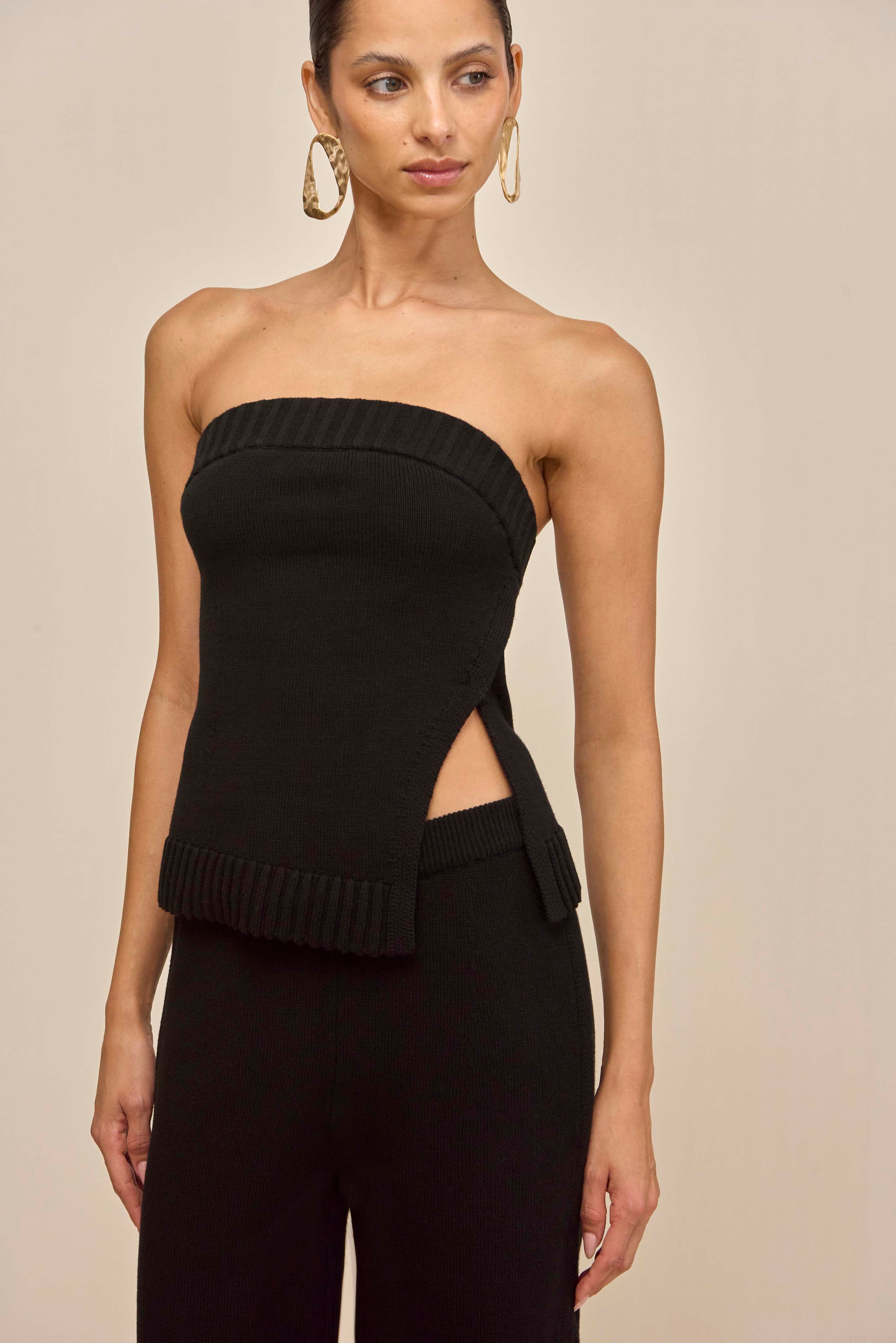 LOU KNIT TOP - BLACK